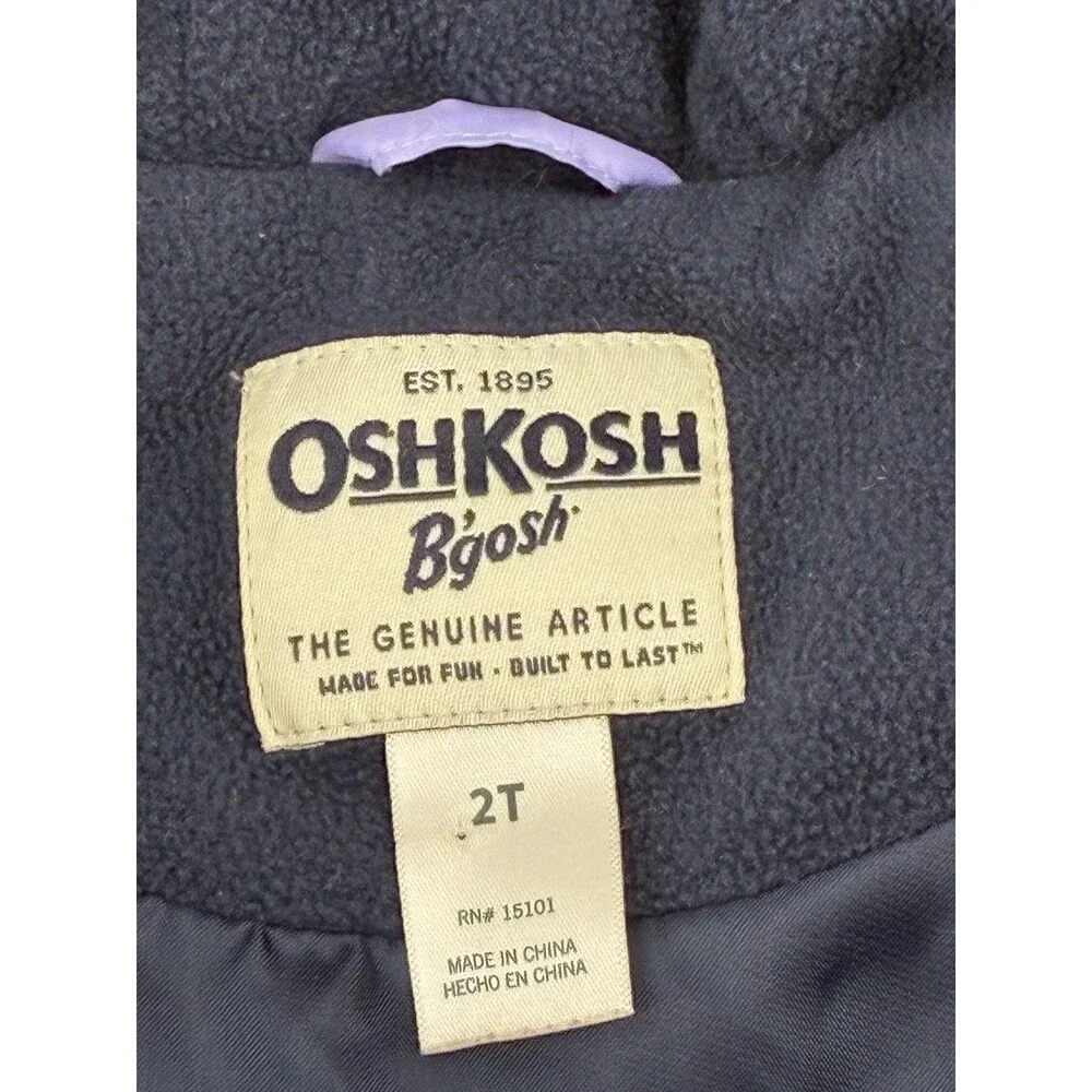 OshKosh B’gosh Girls Purple Hooded Puffer Jacket Size 2T